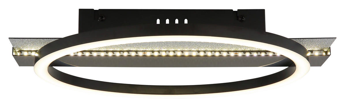 LED-DECKENLEUCHTE 34,2/6,8 cm   - Silberfarben/Schwarzchrom, Design, Kunststoff/Metall (34,2/6,8cm) - Globo
