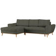 ECKSOFA in Webstoff Grün  - Eichefarben/Grün, Design, Holz/Textil (175/282cm) - Carryhome