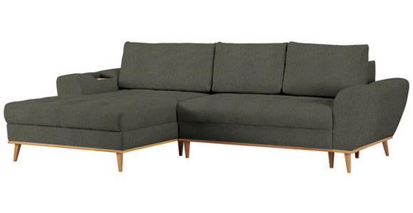 ECKSOFA in Webstoff Grün  - Eichefarben/Grün, Design, Holz/Textil (175/282cm) - Carryhome