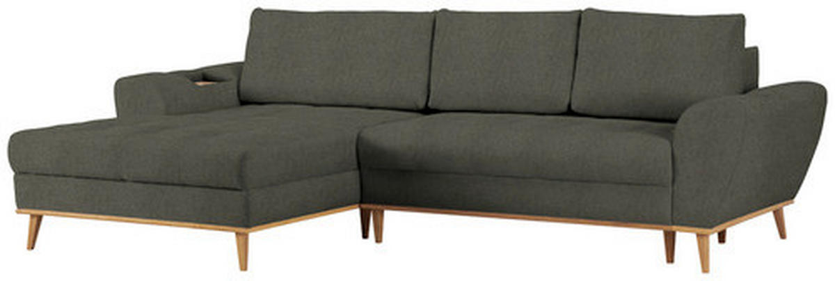 HÖRNSOFFA i vävt tyg grön  - grön/ekfärgad, Design, trä/textil (175/282cm) - Livetastic