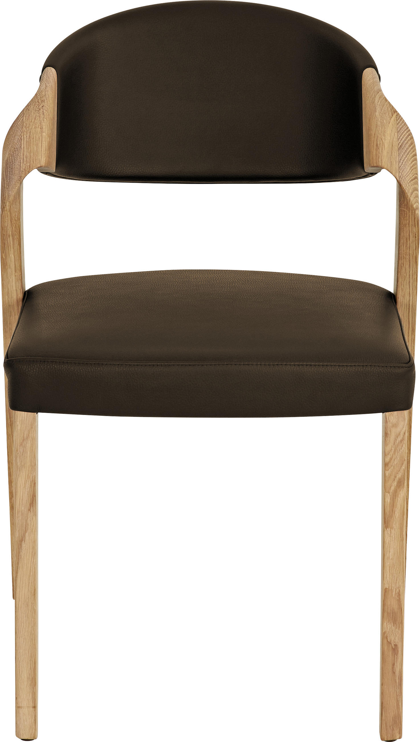 STUHL Echtleder Braun, Eichefarben Altholz, Eiche massiv  - Eichefarben/Braun, Natur, Leder/Holz (53/82/57cm) - Voglauer