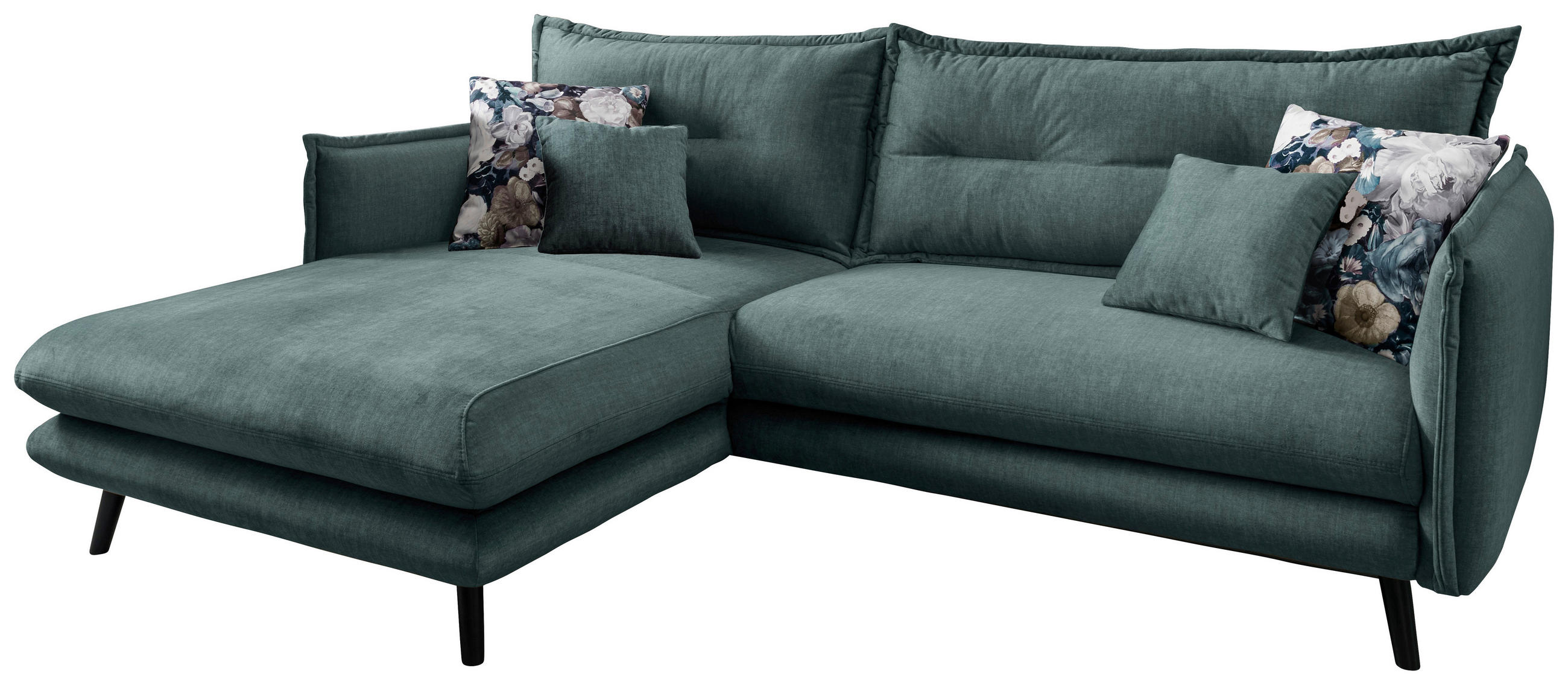 ECKSOFA Multicolor, Dunkelblau, Dunkelgrün Velours  - Dunkelgrün/Multicolor, MODERN, Holz/Textil (180/255cm) - Livetastic