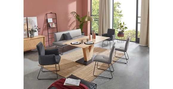 SITZBANK in Metall, Textil Grau, Schwarz  - Schwarz/Grau, Design, Textil/Metall (195/87/65cm) - Dieter Knoll