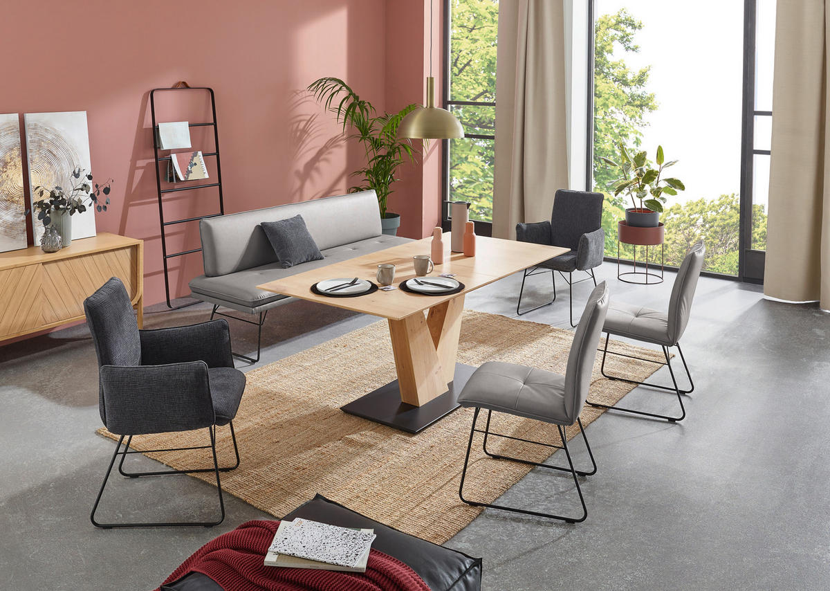 SITZBANK in Metall, Textil Grau, Schwarz  - Schwarz/Grau, Design, Textil/Metall (195/87/65cm) - Dieter Knoll