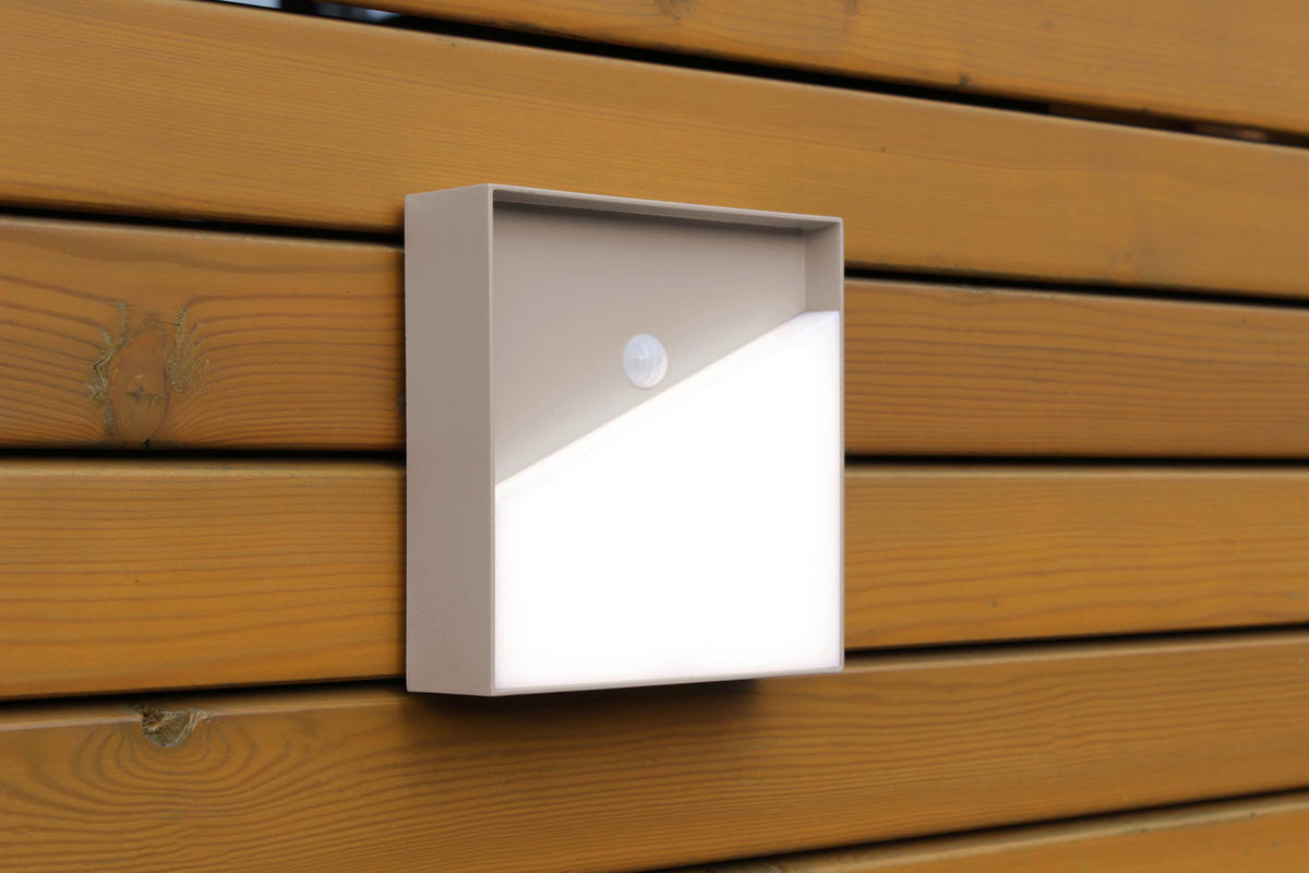 AKKU-WANDLEUCHTE - Sandfarben, Design, Metall (15/15/4cm)