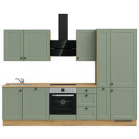 KÜCHENLEERBLOCK 300 cm   in Grün, Eichefarben  - Eichefarben/Schwarz, MODERN, Holzwerkstoff/Metall (300cm) - Nobilia