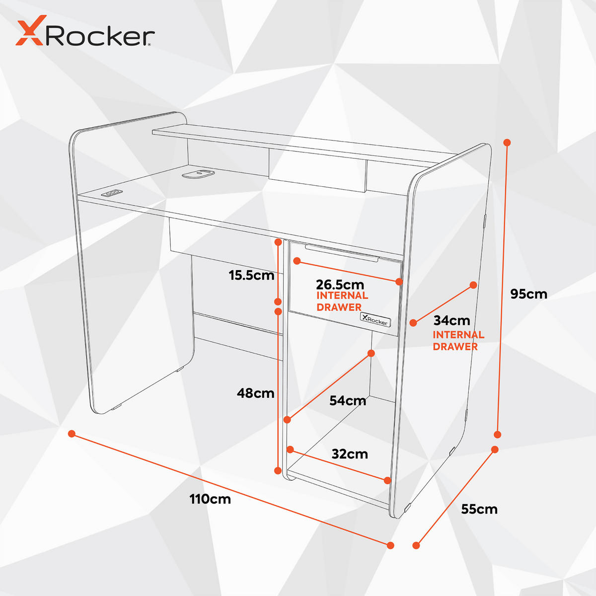 GAMINGTISCH Schwarz  - Grau Hochglanz/Schwarz, MODERN, Holzwerkstoff/Metall (110/55/95cm) - X Rocker