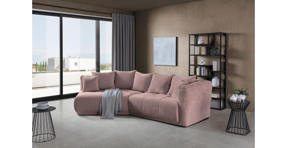 ECKSOFA  in Chenille Rosa  180/315 cm  - Schwarz/Rosa, MODERN, Kunststoff/Textil (180/315cm) - Hom`in