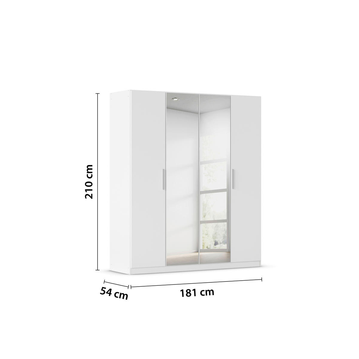 DREHTÜRENSCHRANK 181/210/54 cm,  in Weiß, 4-türig  - Alufarben/Weiß, KONVENTIONELL, Glas/Holzwerkstoff (181/210/54cm) - home24