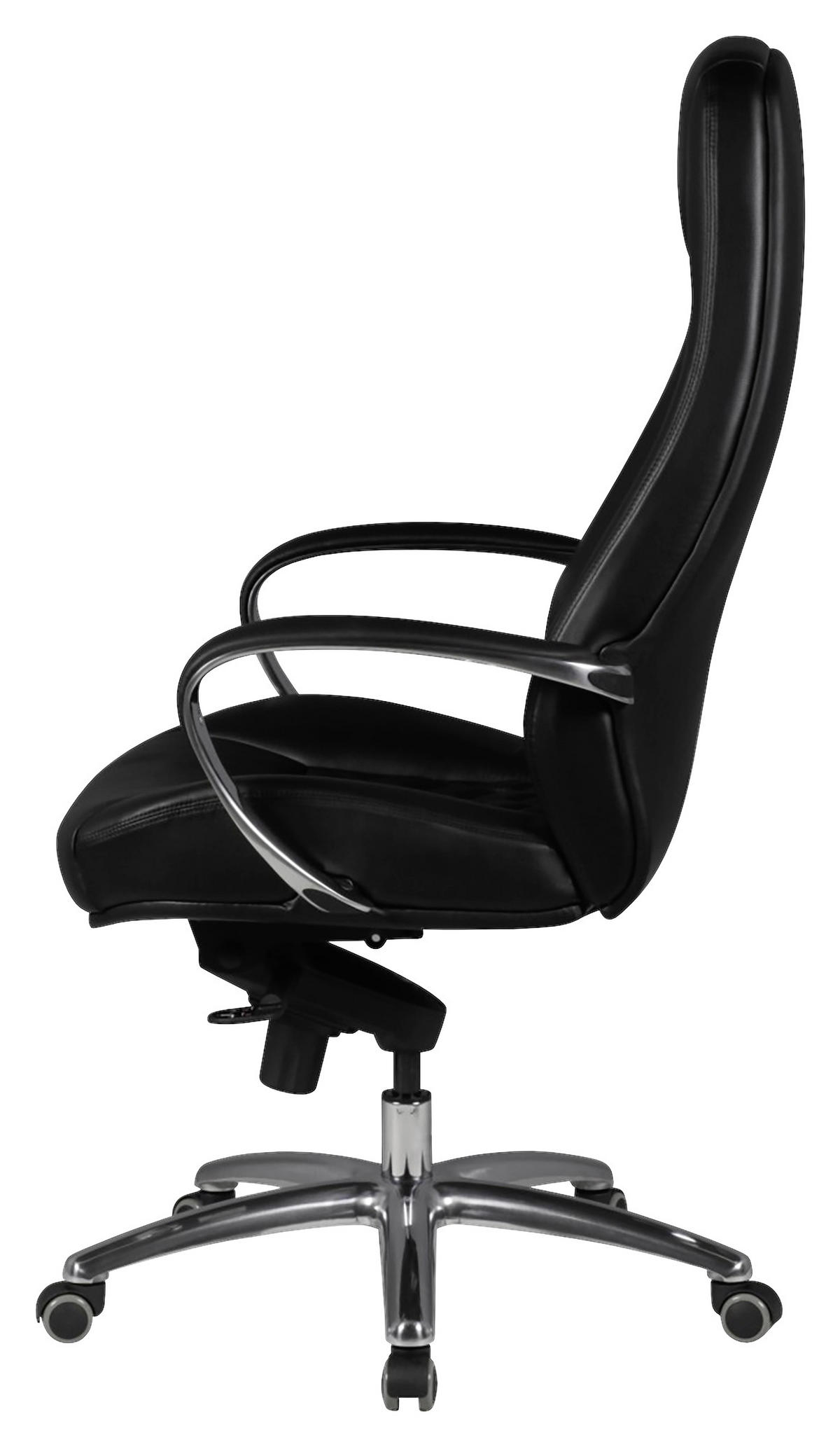 CHEFSESSEL  in Lederlook Schwarz  - Alufarben/Schwarz, Modern, Leder/Kunststoff (68/130/68cm) - MID.YOU