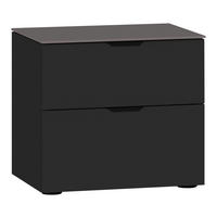 NACHTKÄSTCHEN 45/42/43 cm  in Schwarz, Dunkelgrau  - Dunkelgrau/Schwarz, Design, Glas/Holzwerkstoff (45/42/43cm) - Jutzler