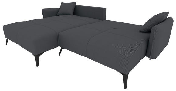 ECKSOFA in Cord Dunkelgrau  180/253 cm  - Dunkelgrau/Schwarz, KONVENTIONELL, Textil/Metall (180/253cm) - Carryhome
