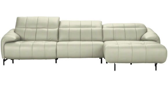 ECKSOFA in Echtleder Weiß 313/165 cm - Schwarz/Weiß, Design, Leder/Metall (313/165cm) - Emilio Belluti