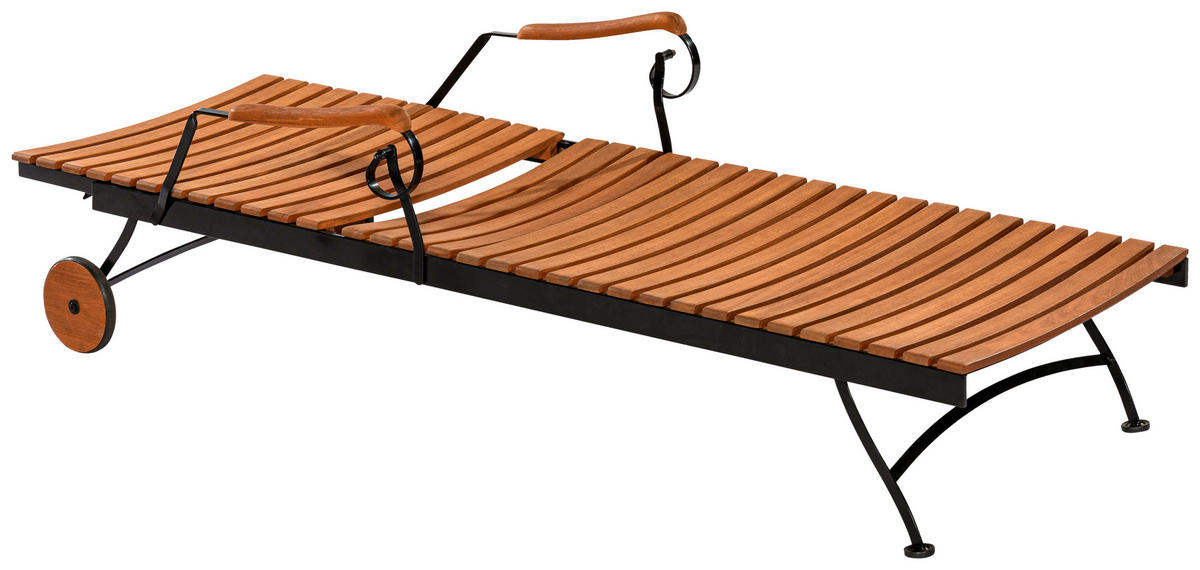 GARTENLIEGE 65/31,5/195 cm  - Graphitfarben/Naturfarben, KONVENTIONELL, Holz/Textil (65/31,5/195cm) - Gardenson