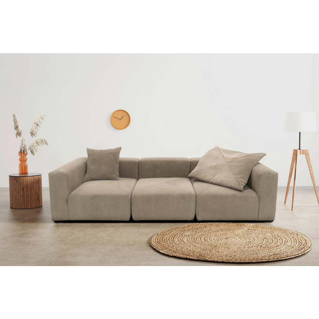 Thumbnail - Mid.you 3-Sitzer-Sofa, Schlamm, Textil, Uni, 301x69x108 cm, Made in EU, FSC Mix, erweiterbar, planbar, Rücken echt, Armt...