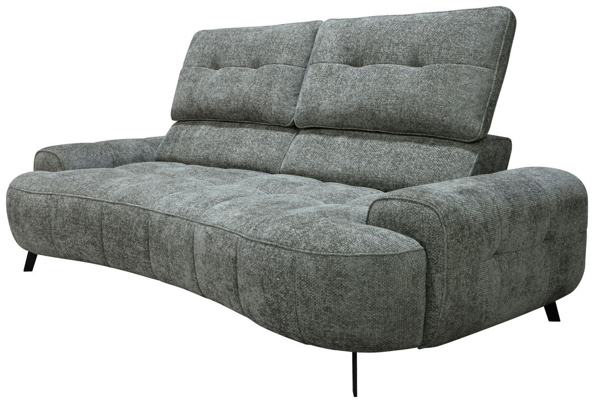 2-SITZER-SOFA Chenille Grau  - Schwarz/Grau, Design, Kunststoff/Textil (230/84/104/111/122cm) - Livetastic