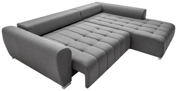 ECKSOFA in Webstoff Grau  - Silberfarben/Grau, MODERN, Kunststoff/Textil (304/218cm) - Carryhome