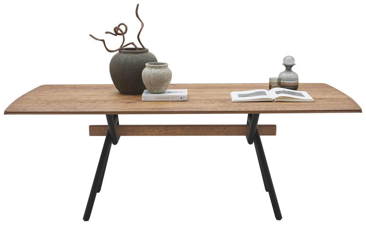 ESSTISCH Eichefarben rechteckig   - Eichefarben/Schwarz, Design, Holz/Metall (220/100/76cm) - Valnatura