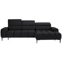 ECKSOFA Dunkelgrau Samt, Webstoff  - Dunkelgrau/Schwarz, Design, Textil/Metall (270/177cm) - Welnova