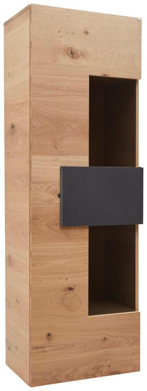 VITRINE  in furniert, massiv Wildeiche Anthrazit, Eichefarben - Eichefarben/Anthrazit, Natur, Glas/Holz (65,2/194/44cm) - Voglauer