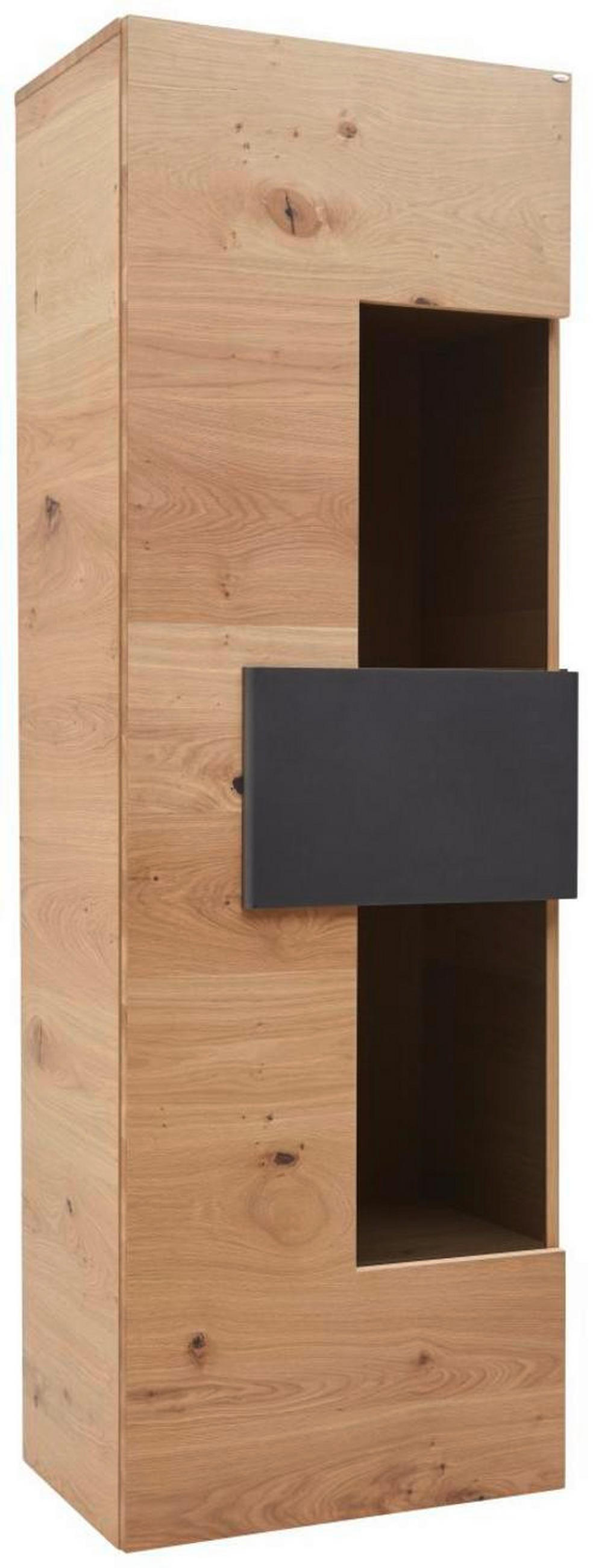 VITRINE V-Taurino Anthrazit, Eichefarben  65,2/194/44 cm  - Eichefarben/Anthrazit, Natur, Glas/Holz (65,2/194/44cm) - Voglauer