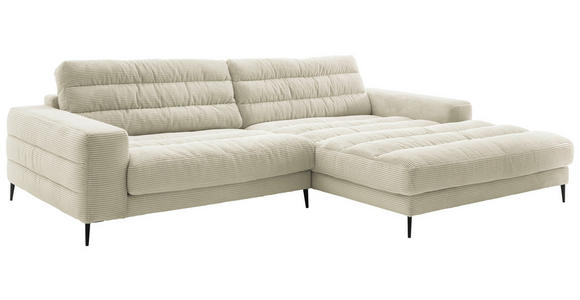 ECKSOFA in Cord Naturfarben  - Schwarz/Naturfarben, Design, Textil/Metall (296/207cm) - Dieter Knoll