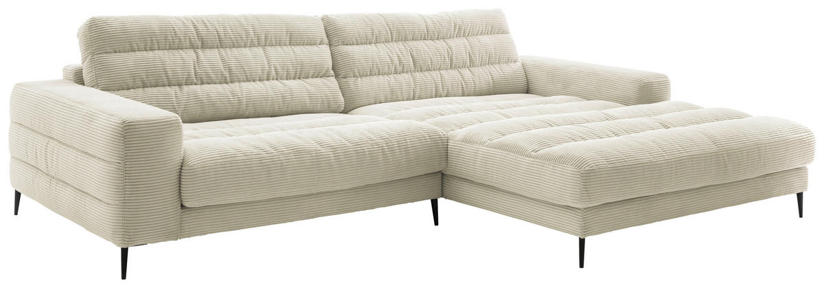 ECKSOFA Ottomane rechts  Badia Naturfarben Cord  - Schwarz/Naturfarben, Design, Textil/Metall (296/207cm) - Dieter Knoll