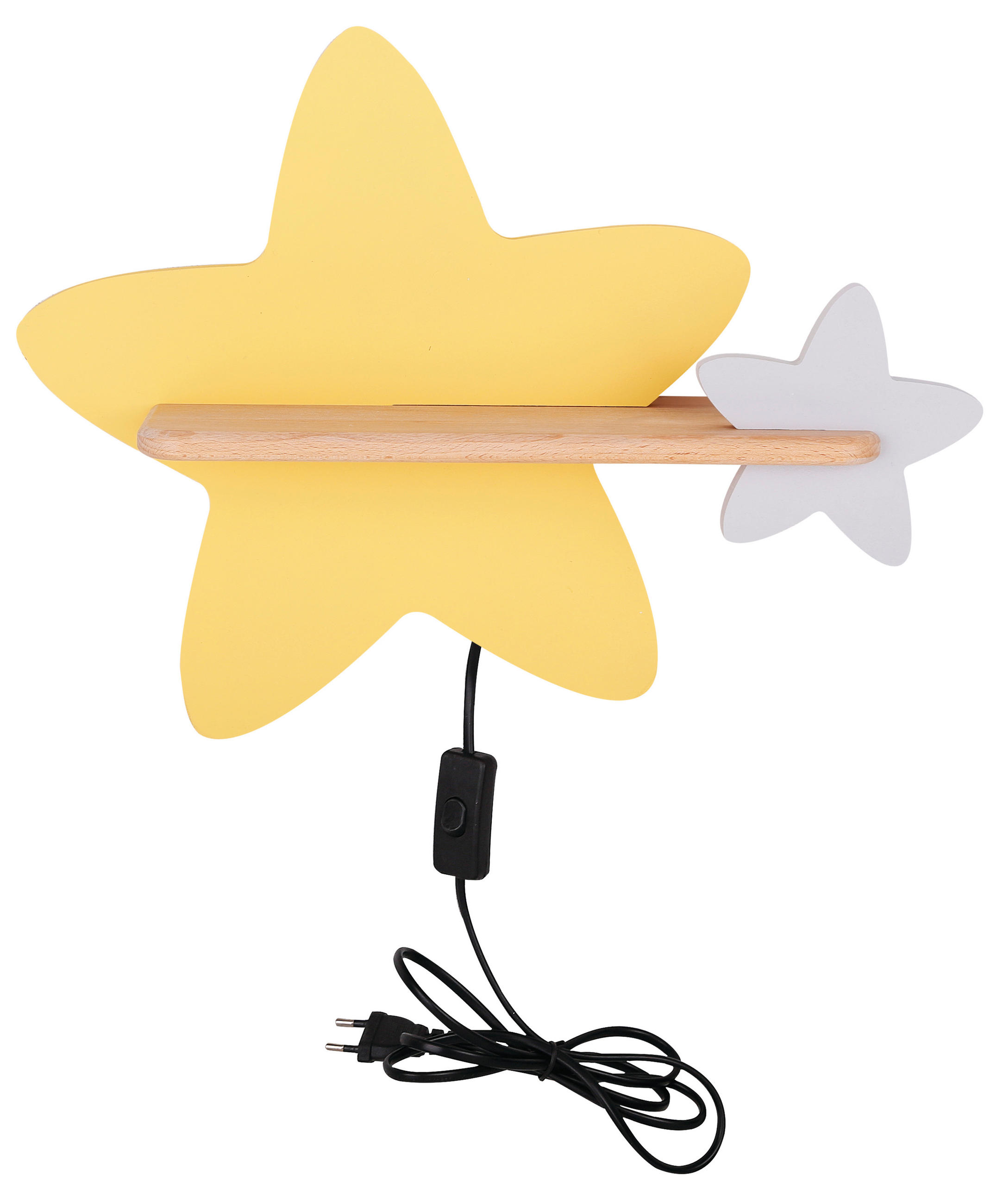 VÄGGLAMPA FÖR BARN Star 40/12/31 cm   - grå/guldfärgad, Basics, metall/trämaterial (40/12/31cm)