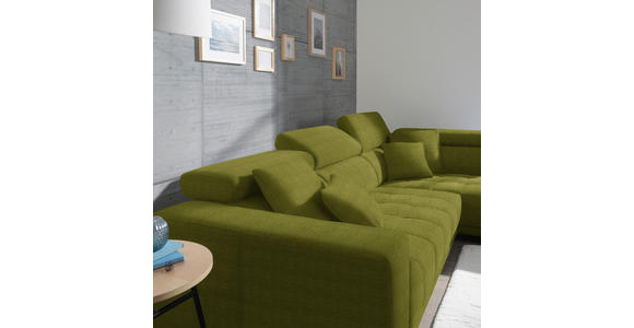 ECKSOFA in Mikrofaser Hellgrün 301/207 cm - Chromfarben/Hellgrün, Design, Textil/Metall (301/207cm) - Xora