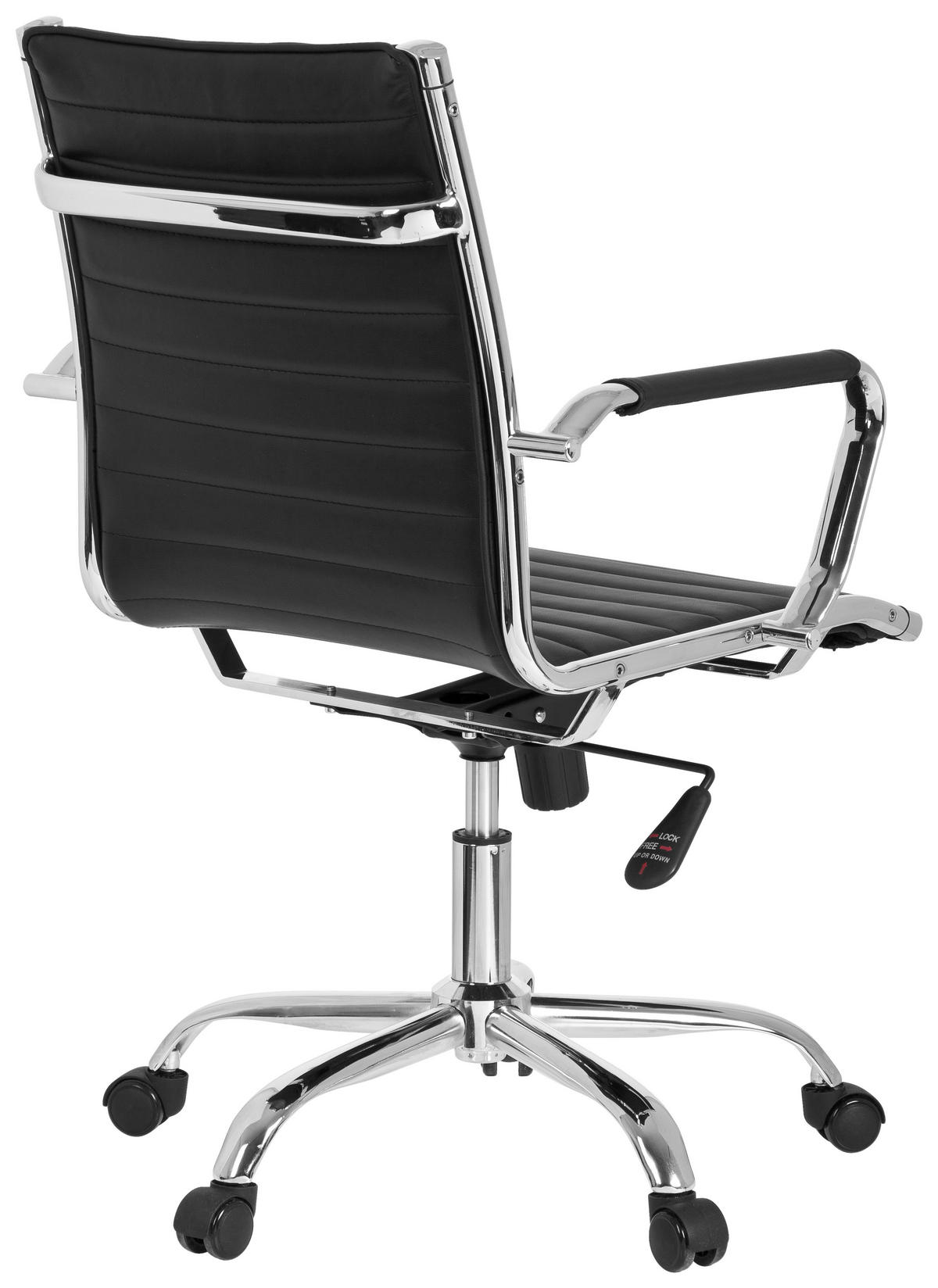 OTOČNÁ ŽIDLE, vzhled kůže, černá - barvy stříbra/černá, Basics, kov/textil (54/102/43cm) - MID.YOU