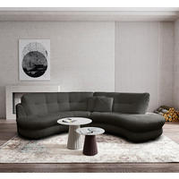 ECKSOFA in Bouclé Anthrazit  - Weiss/Anthrazit, Design, Kunststoff/Textil (300/113cm) - Livetastic