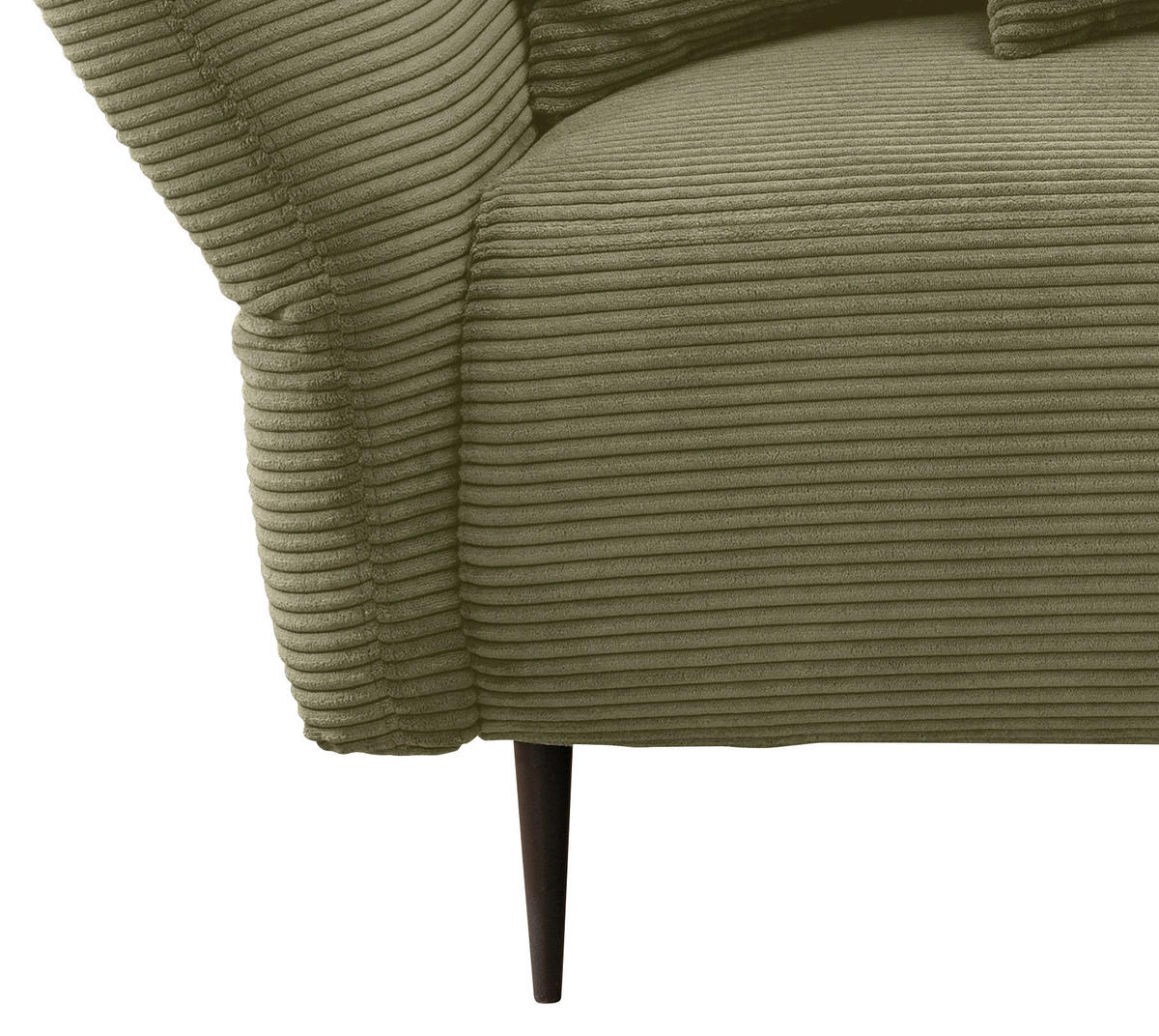 ECKSOFA in Cord Olivgrün  - Schwarz/Olivgrün, Design, Textil/Metall (256/256cm) - Livetastic