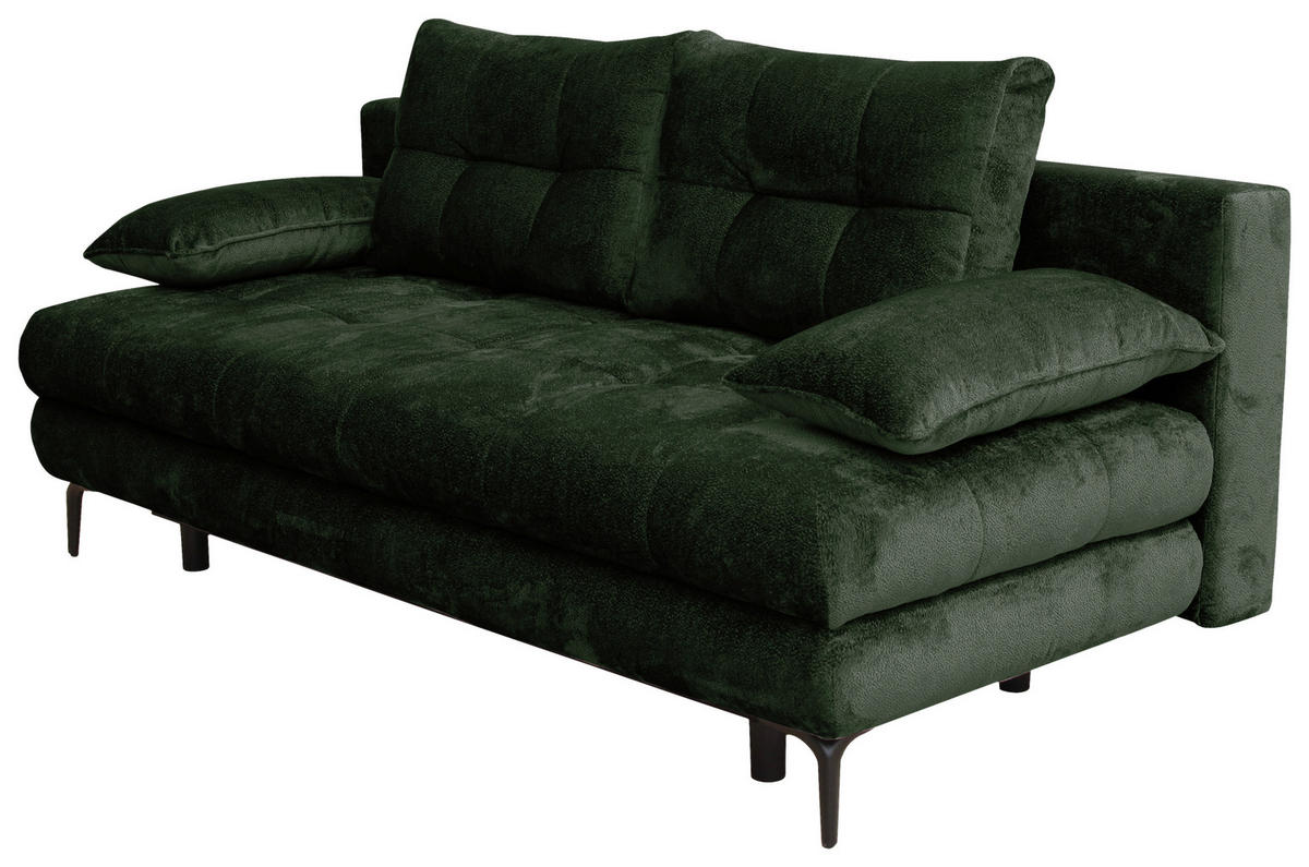 SCHLAFSOFA Chenille Dunkelgrün  - Dunkelgrün/Schwarz, KONVENTIONELL, Textil/Metall (203/94/96cm) - Carryhome