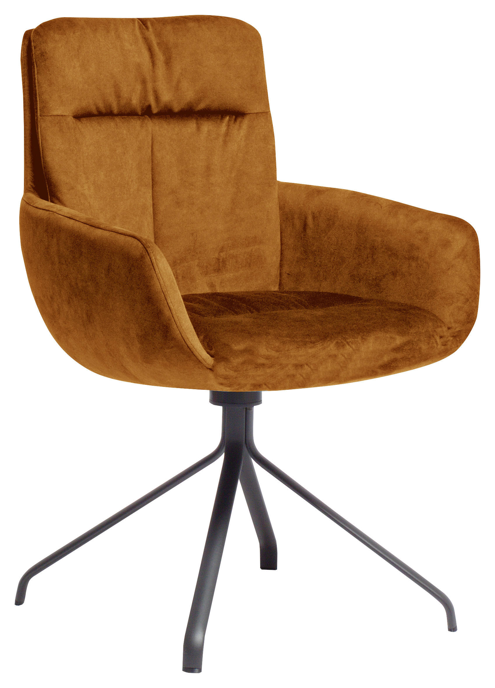 ARMLEHNSTUHL  in Stahl Velours  - Cognac/Anthrazit, Design, Textil/Metall (61/90/64cm) - Venjakob