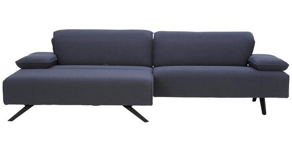 ECKSOFA in Flachgewebe Dunkelblau - Anthrazit/Dunkelblau, Design, Textil/Metall (166/280cm) - Ambiente