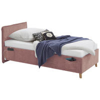 POLSTERBETT Rosa 90/200 cm  - Eichefarben/Rosa, KONVENTIONELL, Holz/Textil (90/200cm) - home24