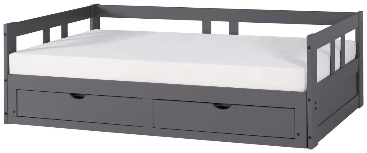 VÝSUVNÁ POSTEL, 90/200 cm, antracitová - přírodní barvy/antracitová, Romantický / Rustikální, kov/dřevo (90/200cm) - MID.YOU