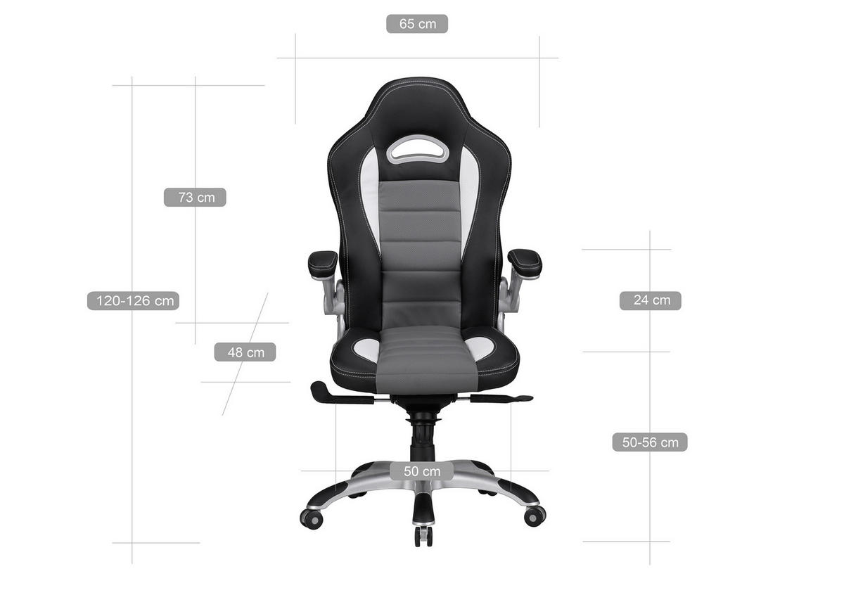 GAMINGSTUHL  in Lederlook, Webstoff Grau, Schwarz  - Alufarben/Schwarz, Modern, Kunststoff/Textil (70/120/70cm) - MID.YOU