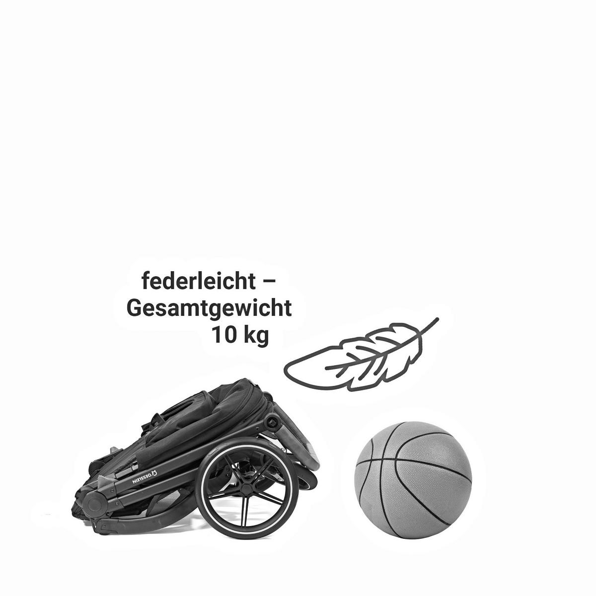 KOMBIKINDERWAGEN FX4 Swing Set mit Handbremse  - Greige/Schwarz, Basics, Textil (100/55/130cm) - Gesslein