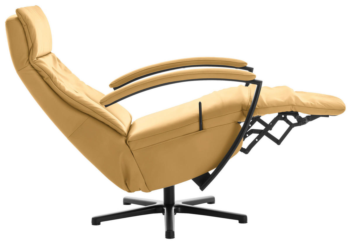 RELAXSESSEL in Leder Gelb  - Gelb/Schwarz, Design, Leder/Metall (76/112/83cm) - Beldomo Speed