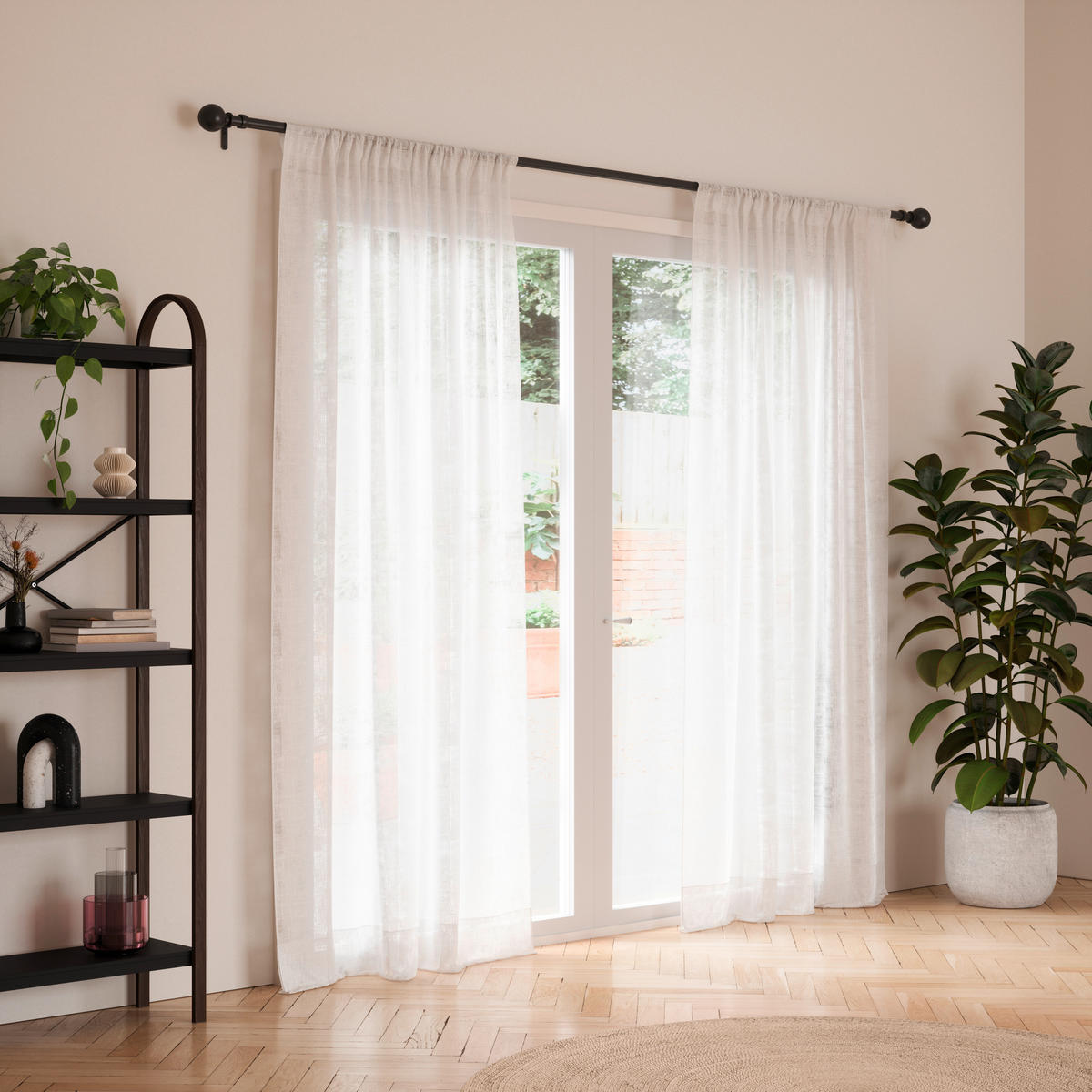 VORHANGSTANGE  383 cm  - Schwarz, KONVENTIONELL, Kunststoff/Metall (383cm) - Umbra