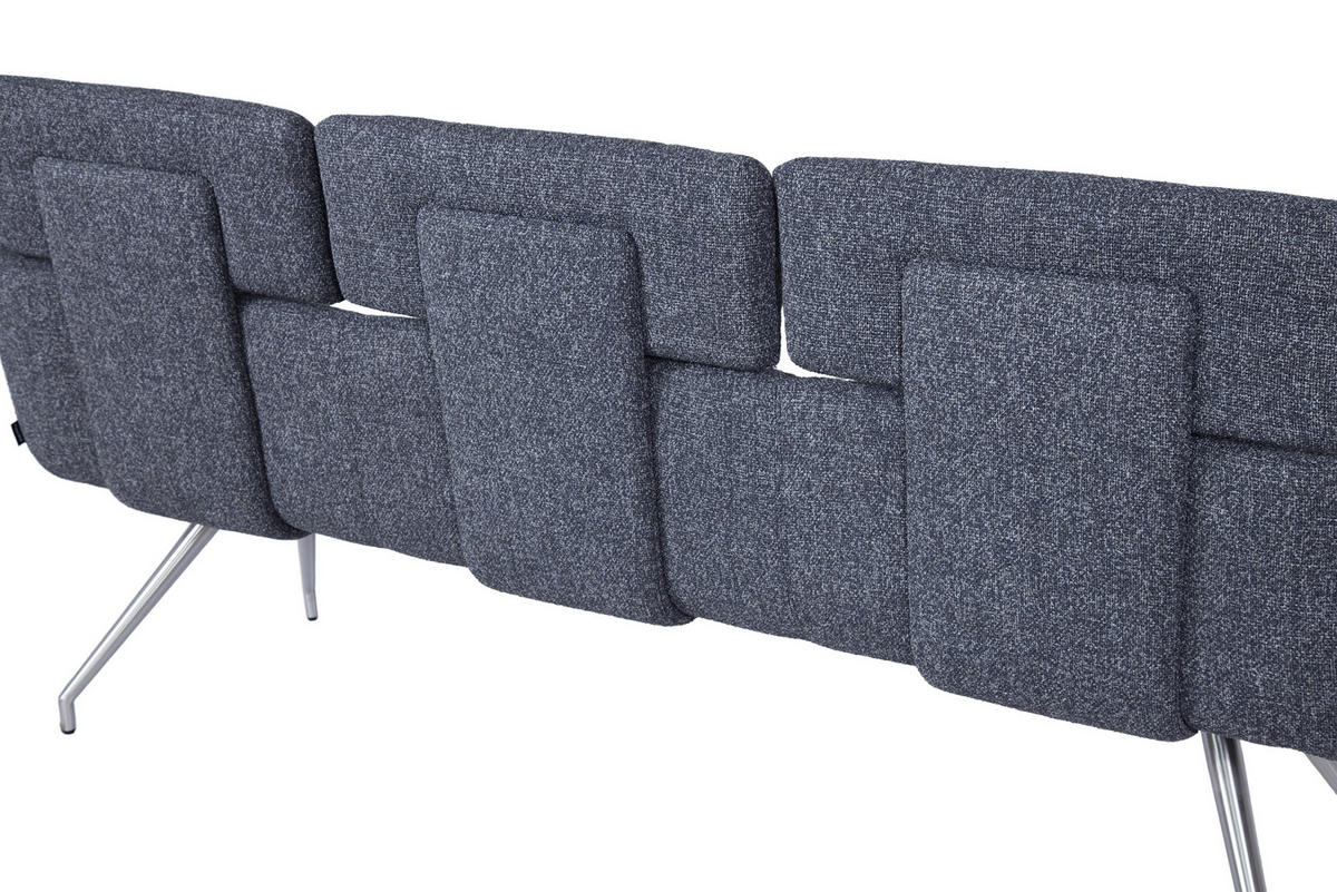 SITZBANK 200/92,5/67 cm Webstoff Edelstahlfarben, Dunkelgrau  - Edelstahlfarben/Dunkelgrau, Design, Textil/Metall (200/92,5/67cm) - Dieter Knoll