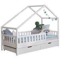 HAUSBETT Absturzsicherung, Rollrost, Bettschublade 100/200 cm  - Naturfarben/Weiß, MODERN, Holz (100/200cm) - MID.YOU