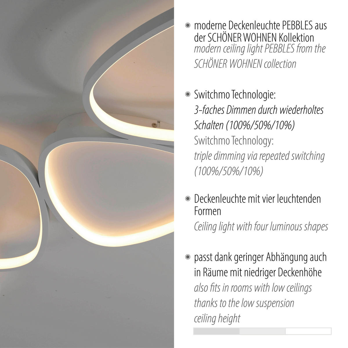 LED-DECKENLEUCHTE 116/38/6,2 cm   - Weiß, Design, Kunststoff/Metall (116/38/6,2cm) - Schöner Wohnen