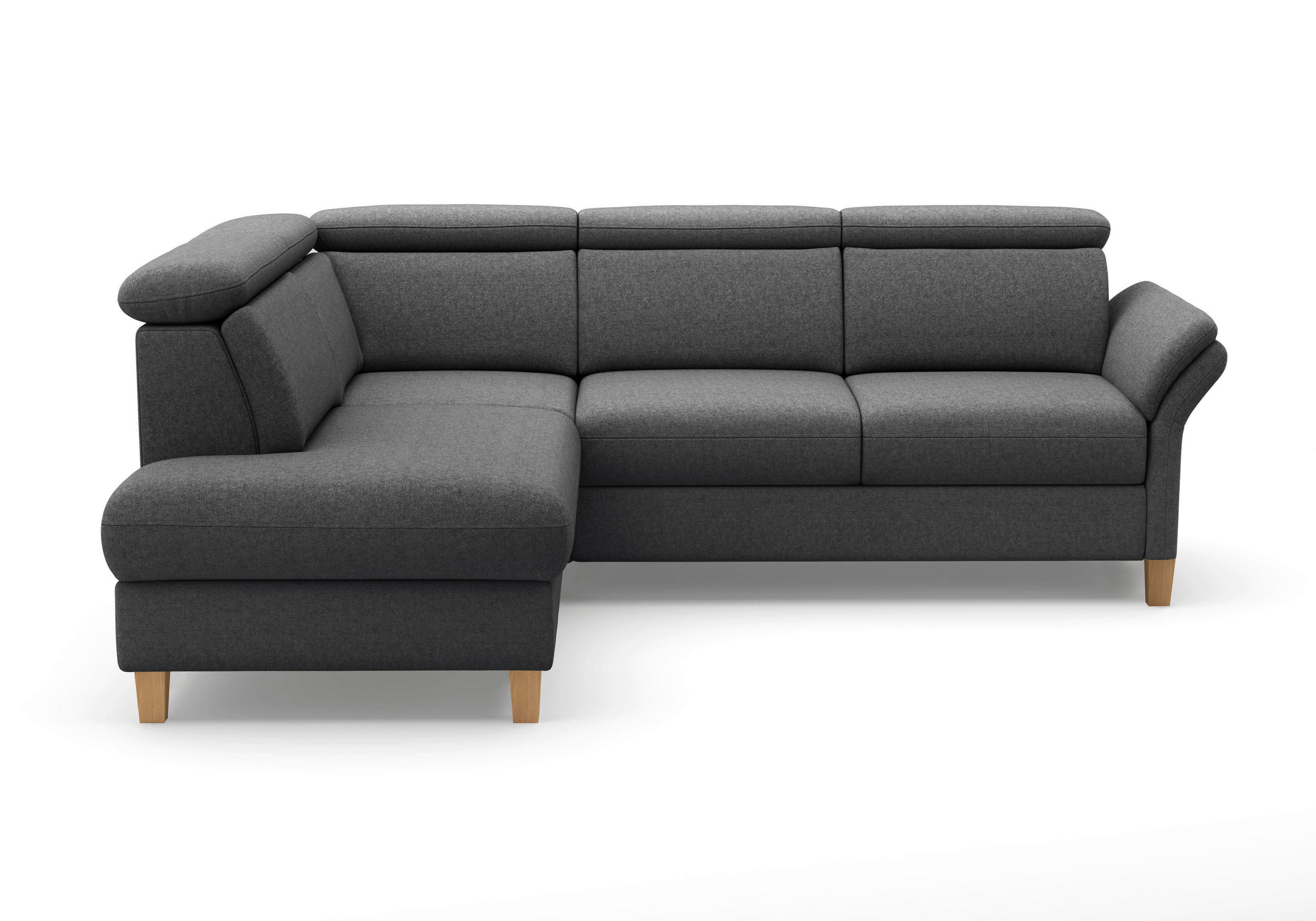 ECKSOFA GLENDALE E in Flachgewebe Dunkelgrau  193/247 cm  - Eichefarben/Dunkelgrau, KONVENTIONELL, Holz/Textil (193/247cm) - Sit & More