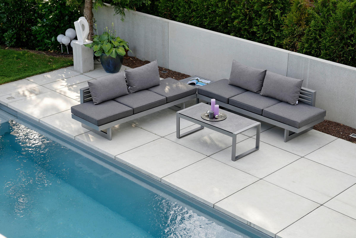 GARTENBANK 216/68/80 cm  Aluminium  - Schieferfarben/Graphitfarben, Design, Textil/Metall (216/68/80cm) - Stern