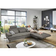 ECKSOFA in Echtleder Hellgrau  310/180 cm  - Hellgrau/Schwarz, Design, Leder/Metall (310/180cm) - Dieter Knoll