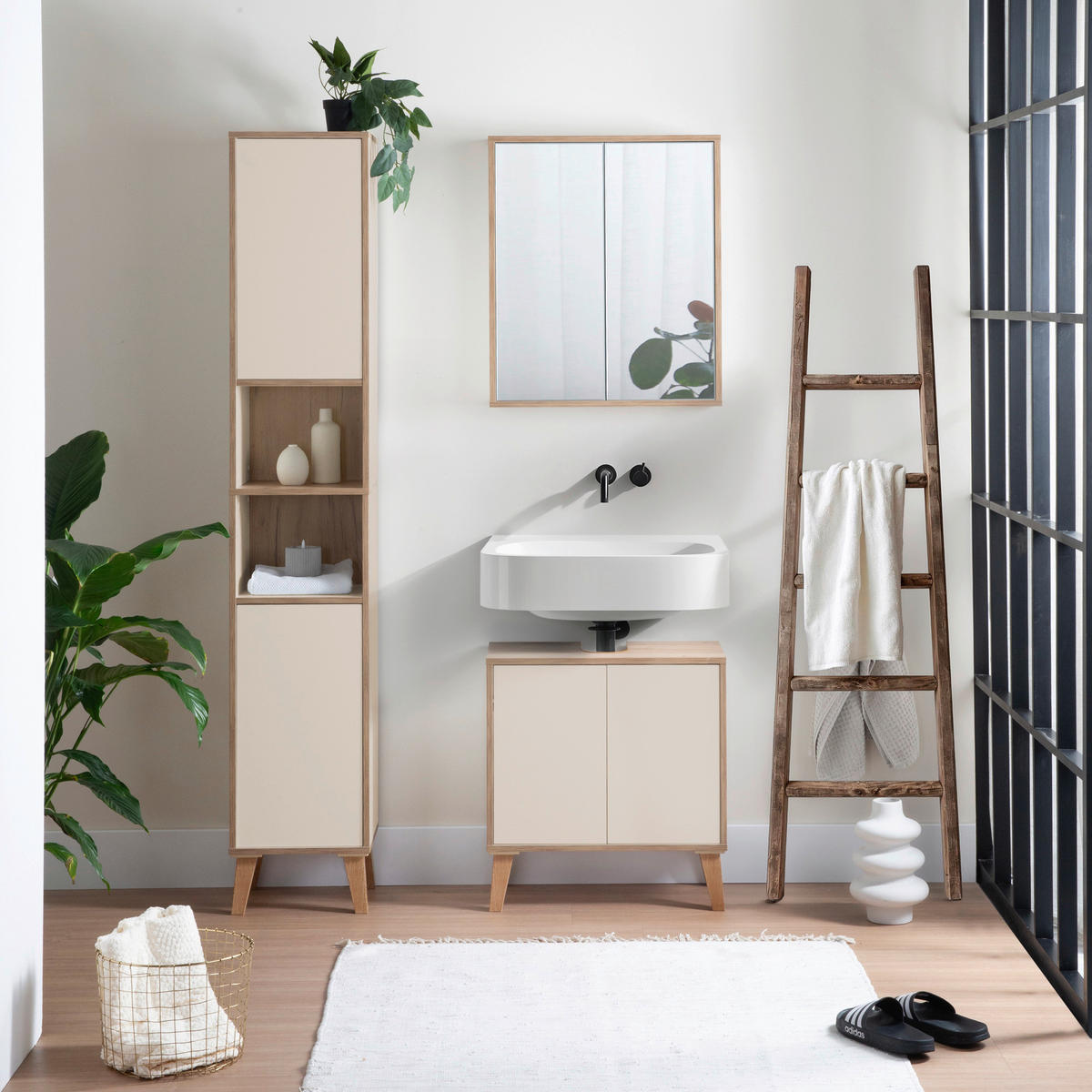 HOCHSCHRANK 35/195/32,5 cm  - Champagner/Eiche Artisan, MODERN, Holzwerkstoff/Kunststoff (35/195/32,5cm) - MID.YOU