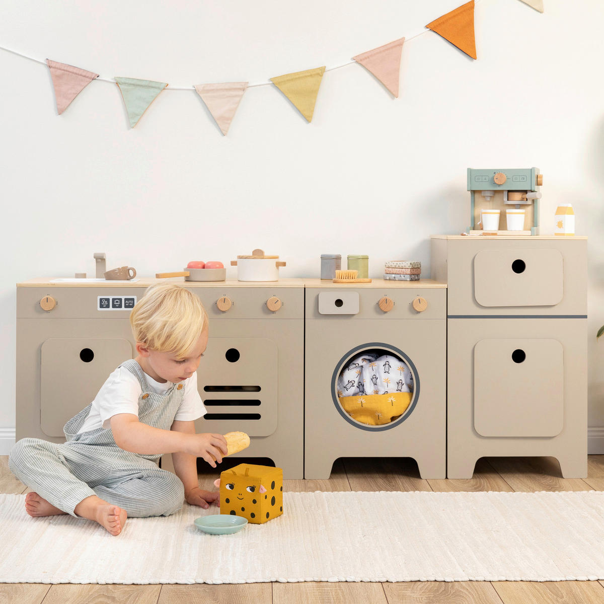 KINDERKÜCHE MIX & MATCH  - Naturfarben/Grau, Basics, Holz/Holzwerkstoff (35/31,5/60cm) - MUSTERKIND