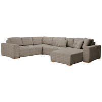 WOHNLANDSCHAFT Taupe Cord  - Taupe/Buchefarben, KONVENTIONELL, Holz/Kunststoff (283/371/208cm) - Livetastic